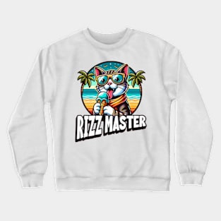 Rizz Master Streetwise Slang - Funny Cool Kids  Tee - Cat Eating Ice Cream Statement Novelty Graphic Tee T-Shirt Crewneck Sweatshirt